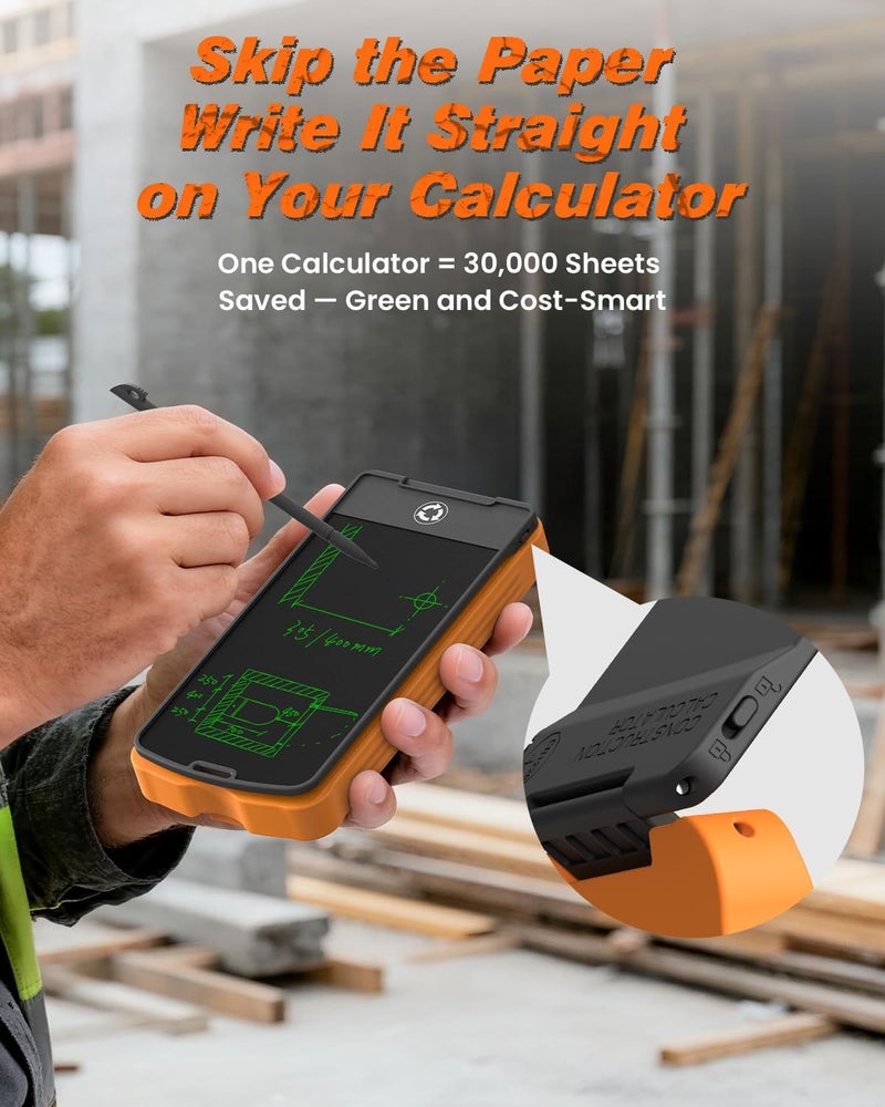ROATEE Construction Calculator with Writing Tablet Industrial & Scientific Engineering Calculator for Contractor, Concrete Pocket Feet-inch-Fraction Calculators for Carpenter, Framer, Remodeler - Image 3